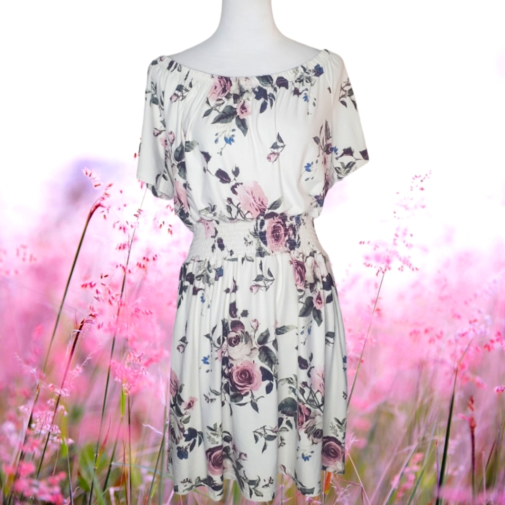 J For Justify Plus Size Super Soft Floral Print Midi Dress
